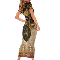 Native American Animal Spirit Family Matching Short Sleeve Bodycon Dress and Hawaiian Shirt