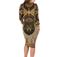 Native American Animal Spirit Long Sleeve Bodycon Dress