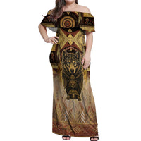 Native American Animal Spirit Off Shoulder Maxi Dress