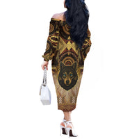 Native American Animal Spirit Off The Shoulder Long Sleeve Dress