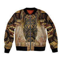 Native American Animal Spirit Sleeve Zip Bomber Jacket