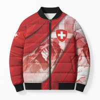 Custom Switzerland Football Bomber Puffer Jacket Matterhorn Snow Shield