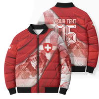 Custom Switzerland Football Bomber Puffer Jacket Matterhorn Snow Shield