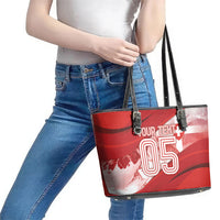 Custom Turkey Football Leather Tote Bag Matterhorn Snow Shield
