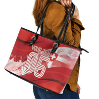 Custom Turkey Football Leather Tote Bag Matterhorn Snow Shield