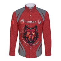 Custom Turkey Football Long Sleeve Button Shirt Asena Wolf Crest Unique Style