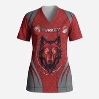 Custom Turkey Football Scrub Top Asena Wolf Crest Unique Style