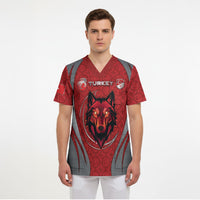 Custom Turkey Football Scrub Top Asena Wolf Crest Unique Style