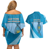 Saint Pierre And Miquelon Is In My DNA Couples Matching Off Shoulder Short Dress and Hawaiian Shirt - Wonder Print Shop
