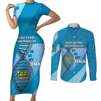 Saint Pierre And Miquelon Is In My DNA Couples Matching Short Sleeve Bodycon Dress and Long Sleeve Button Shirt - Wonder Print Shop