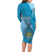 Saint Pierre And Miquelon Is In My DNA Family Matching Long Sleeve Bodycon Dress and Hawaiian Shirt - Wonder Print Shop