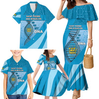 Saint Pierre And Miquelon Is In My DNA Family Matching Mermaid Dress and Hawaiian Shirt - Wonder Print Shop