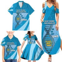 Saint Pierre And Miquelon Is In My DNA Family Matching Summer Maxi Dress and Hawaiian Shirt - Wonder Print Shop