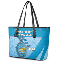 Saint Pierre And Miquelon Is In My DNA Leather Tote Bag - Wonder Print Shop