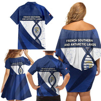 French Southern And Antarctic Lands Is In My DNA Family Matching Off Shoulder Short Dress and Hawaiian Shirt - Wonder Print Shop