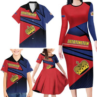Personalized Liechtenstein Family Matching Long Sleeve Bodycon Dress and Hawaiian Shirt Crown Symbol - Wonder Print Shop