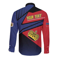 Personalized Liechtenstein Long Sleeve Button Shirt Crown Symbol - Wonder Print Shop