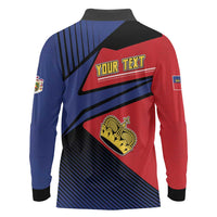 Personalized Liechtenstein Long Sleeve Polo Shirt Crown Symbol - Wonder Print Shop