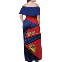 Personalized Liechtenstein Off Shoulder Maxi Dress Crown Symbol - Wonder Print Shop