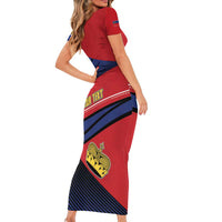 Personalized Liechtenstein Short Sleeve Bodycon Dress Crown Symbol - Wonder Print Shop