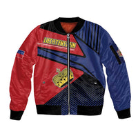 Personalized Liechtenstein Sleeve Zip Bomber Jacket Crown Symbol - Wonder Print Shop