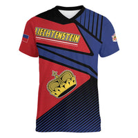 Personalized Liechtenstein Women V-Neck T-Shirt Crown Symbol - Wonder Print Shop