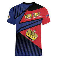 Personalized Liechtenstein Women V-Neck T-Shirt Crown Symbol - Wonder Print Shop