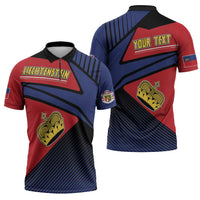 Personalized Liechtenstein Zipper Polo Shirt Crown Symbol - Wonder Print Shop