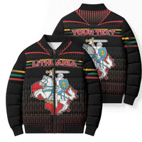 Personalized Lithuania Bomber Puffer Jacket Knight In Armor With Map - Wonder Print Shop