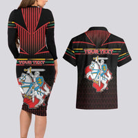 Personalized Lithuania Couples Matching Long Sleeve Bodycon Dress and Hawaiian Shirt Knight In Armor With Map - Wonder Print Shop