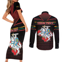 Personalized Lithuania Couples Matching Short Sleeve Bodycon Dress and Long Sleeve Button Shirt Knight In Armor With Map - Wonder Print Shop