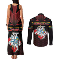 Personalized Lithuania Couples Matching Tank Maxi Dress and Long Sleeve Button Shirt Knight In Armor With Map - Wonder Print Shop