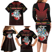 Personalized Lithuania Family Matching Long Sleeve Bodycon Dress and Hawaiian Shirt Knight In Armor With Map - Wonder Print Shop