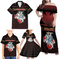 Personalized Lithuania Family Matching Off Shoulder Maxi Dress and Hawaiian Shirt Knight In Armor With Map - Wonder Print Shop