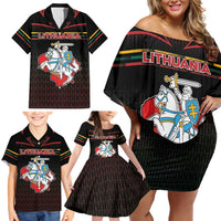 Personalized Lithuania Family Matching Off Shoulder Short Dress and Hawaiian Shirt Knight In Armor With Map - Wonder Print Shop