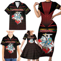 Personalized Lithuania Family Matching Short Sleeve Bodycon Dress and Hawaiian Shirt Knight In Armor With Map - Wonder Print Shop