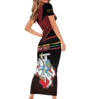 Personalized Lithuania Family Matching Short Sleeve Bodycon Dress and Hawaiian Shirt Knight In Armor With Map - Wonder Print Shop