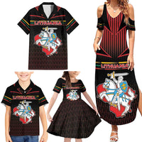 Personalized Lithuania Family Matching Summer Maxi Dress and Hawaiian Shirt Knight In Armor With Map - Wonder Print Shop