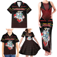 Personalized Lithuania Family Matching Tank Maxi Dress and Hawaiian Shirt Knight In Armor With Map - Wonder Print Shop