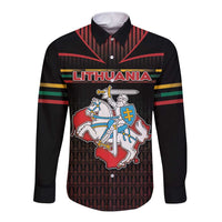 Personalized Lithuania Long Sleeve Button Shirt Knight In Armor With Map - Wonder Print Shop