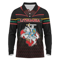 Personalized Lithuania Long Sleeve Polo Shirt Knight In Armor With Map - Wonder Print Shop