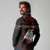 Personalized Lithuania Long Sleeve Polo Shirt Knight In Armor With Map - Wonder Print Shop