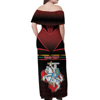 Personalized Lithuania Off Shoulder Maxi Dress Knight In Armor With Map - Wonder Print Shop