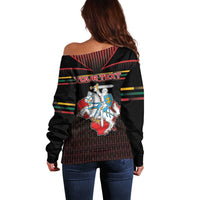 Personalized Lithuania Off Shoulder Sweater Knight In Armor With Map - Wonder Print Shop