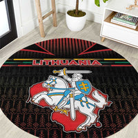 Lithuania Round Carpet Knight In Armor With Map - Wonder Print Shop