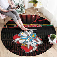 Lithuania Round Carpet Knight In Armor With Map - Wonder Print Shop