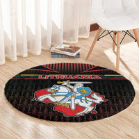 Lithuania Round Carpet Knight In Armor With Map - Wonder Print Shop