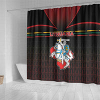 Lithuania Shower Curtain Knight In Armor With Map - Wonder Print Shop