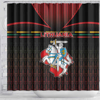 Lithuania Shower Curtain Knight In Armor With Map - Wonder Print Shop