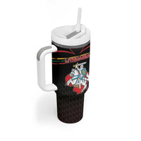 Personalized Lithuania Tumbler With Handle Knight In Armor With Map - Wonder Print Shop
